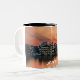 Udaipur sunset over Lake Pichola Two-Tone Coffee Mug