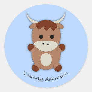Udderly Adorable Cow Classic Round Sticker