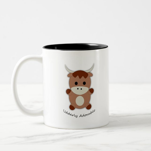 Udderly Adorable Cow Two-Tone Coffee Mug (Left)