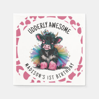 Udderly Awesome Tutu Highland Cow Print Napkins