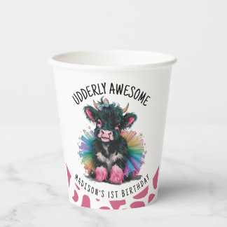 Udderly Awesome Tutu Highland Cow Print Paper Cups