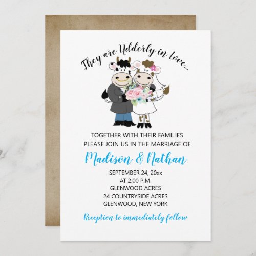 Udderly in Love Cow Couple Bride and Groom Wedding Invitation