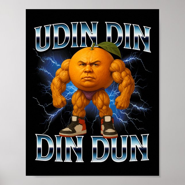Udin Din Din Dun Funny Italian Brainrot Meme Bodyb Poster (Front)