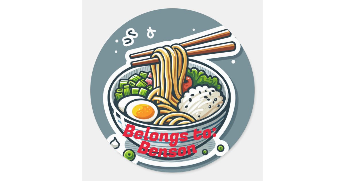 Udo Sticker Udo noodles,Your Child Name, Back to school Classic Round Sticker | Zazzle