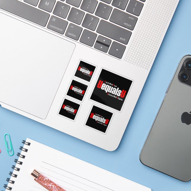 UEqualsU HIV Facts Not Fear Science Not Stigma Sticker (Laptop w/ iPhone)
