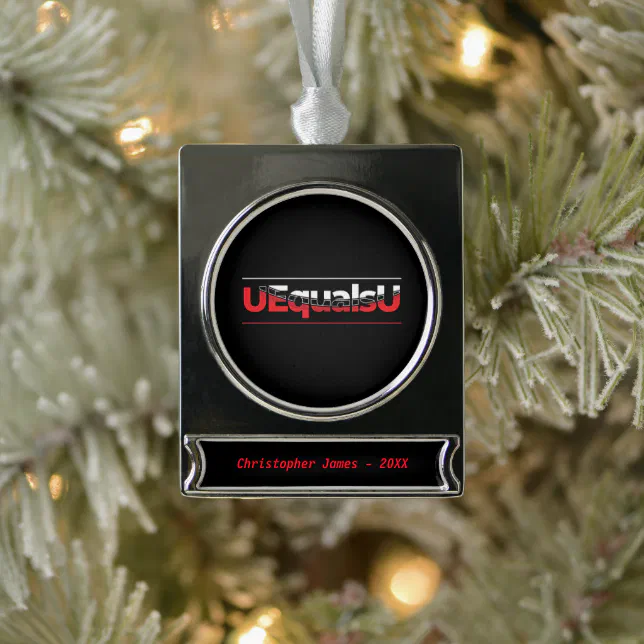 UEqualsU HIV Undetectable Typography Art Silver Plated Banner Ornament (Tree)