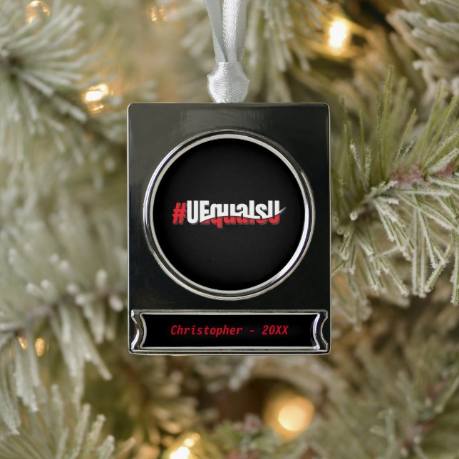 UEqualsU HIV Undetectable Untransmittable Art Silver Plated Banner Ornament (Tree)