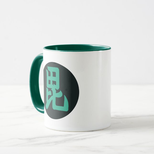 Uesugi Mon Japanese samurai clan in blue green Mug (Front Left)