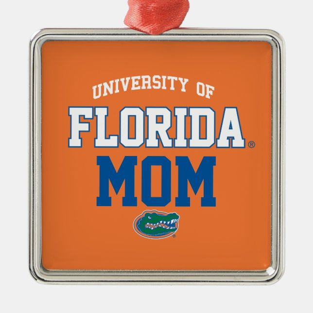 UF Orange and Blue Gator Family Metal Ornament (Front)
