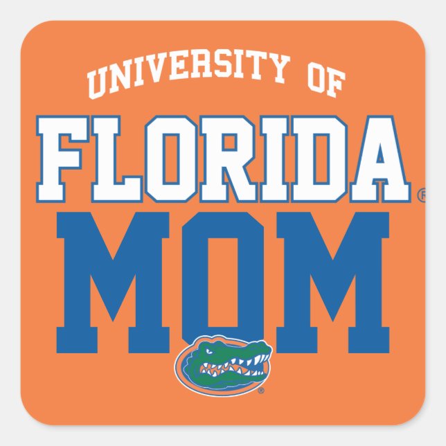 UF Orange and Blue Gator Family Square Sticker (Front)