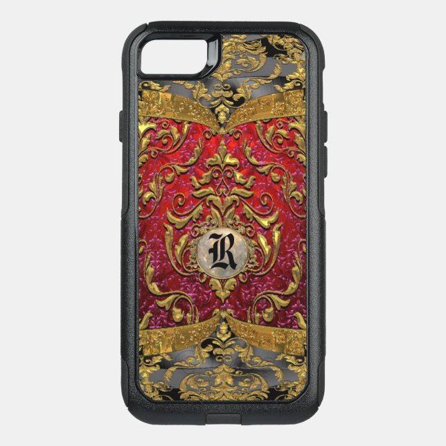 Ufaycicle Baroque  Damask Personalized Monogram Otterbox iPhone Case (Back)
