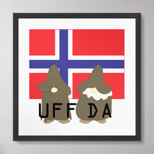 UFF DA Norwegian Flag Gnomes Framed Art