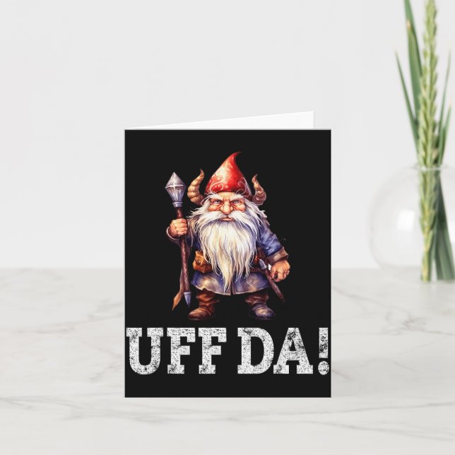 Uff Da Norwegian Quote Scandinavian Viking Gnome  Card (Front)