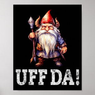 Uff Da Norwegian Quote Scandinavian Viking Gnome Poster