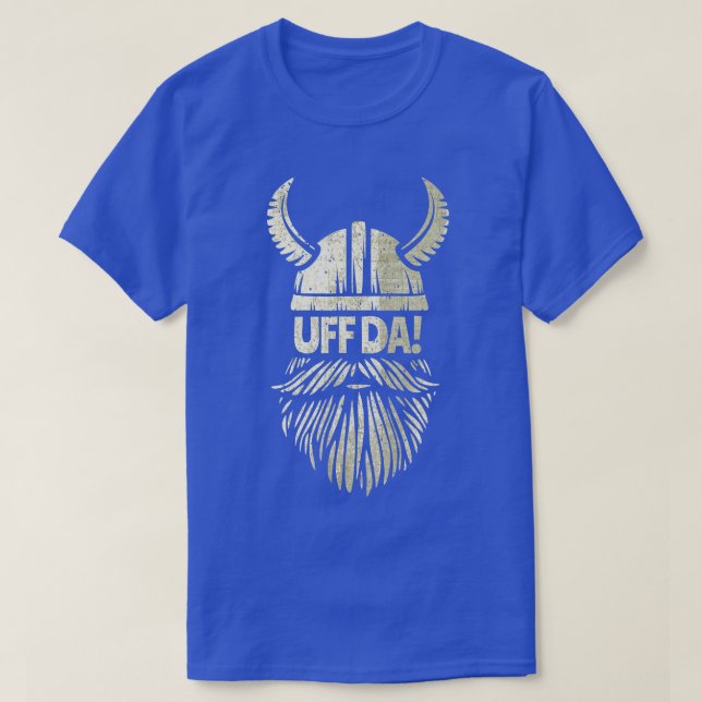 Uff Da Norwegian quote Scandinavian Viking Helmet T-Shirt (Design Front)
