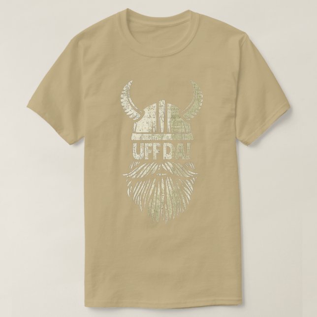 Uff Da Norwegian Quote Scandinavian Viking Helmet  T-Shirt (Design Front)