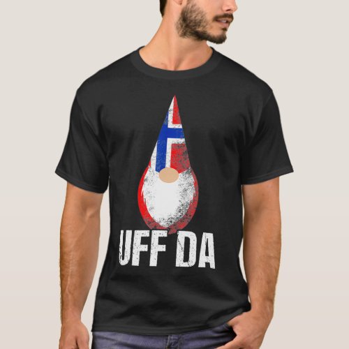 Uff Da Norwegian Tomte Gnome Norway Flag Vintage  T_Shirt