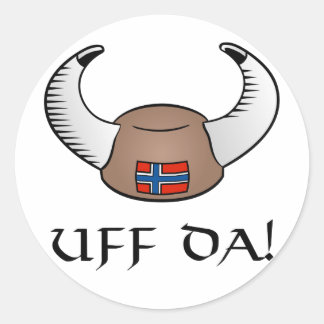 Uff Da! Viking Hat Classic Round Sticker