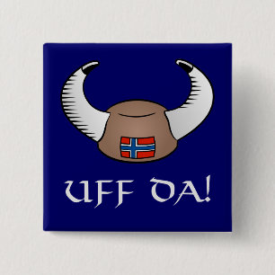 Uff Da! Viking Hat Pinback Button