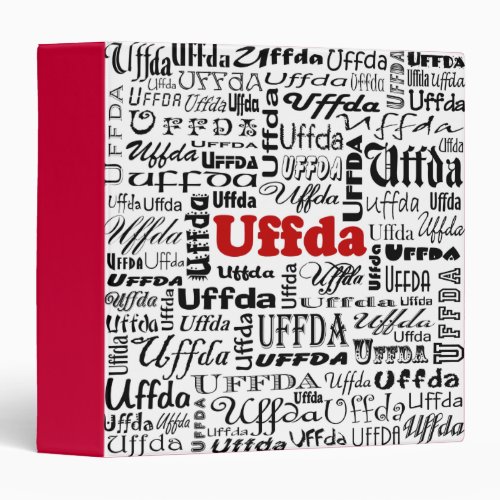 Uffda Funny Scandinavian Design Red Black Text 3 Ring Binder