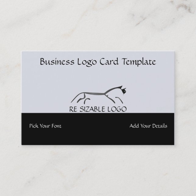 Uffington - Geoglyphs Black Horse  Logo Business Card (Front)