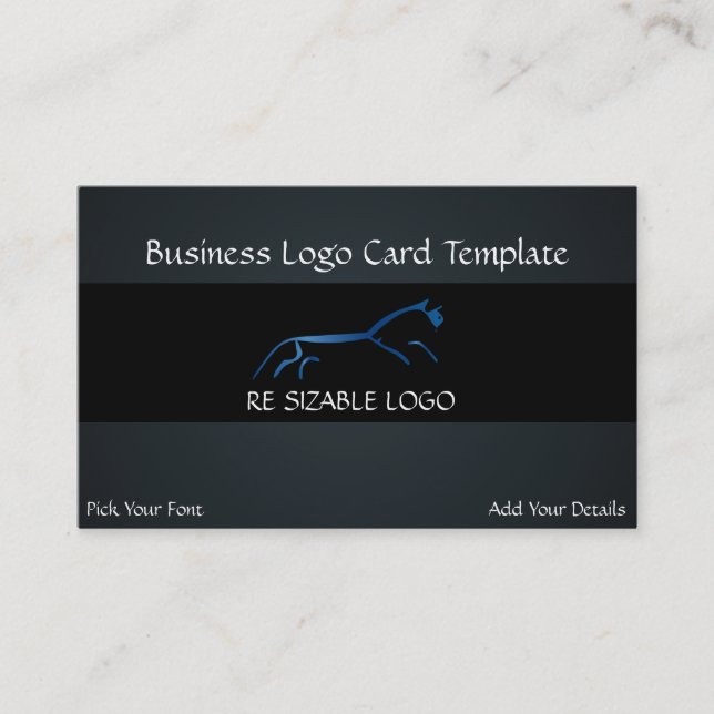 Uffington - Geoglyphs Blue Horse  Logo Business Card (Front)