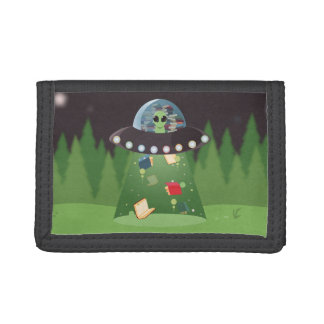 UFO Abducting Books Trifold Wallet