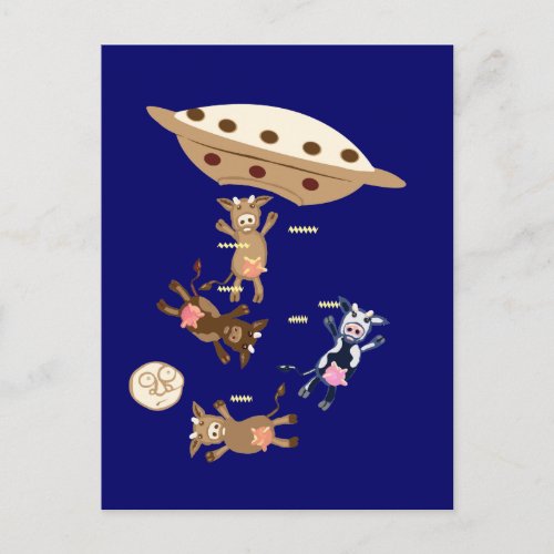 UFO abducting cows Postcard