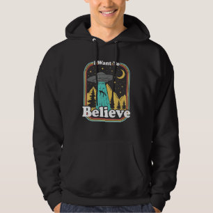 Ufo Abduction 70s 80s Retro Alien I Want To Believ Hoodie