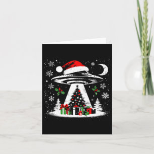 Ufo Abduction Christmas Tree - Funny Alien Xmas Lo Card