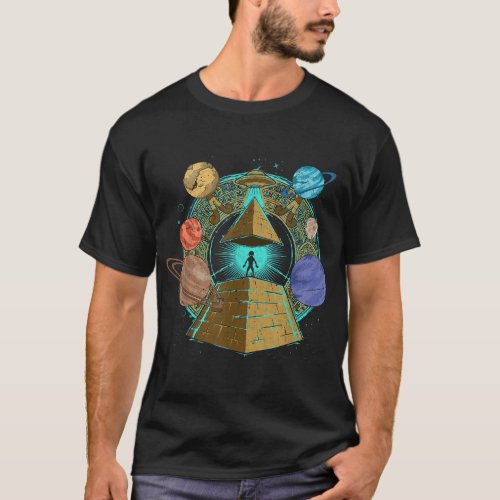 UFO Abduction Egyptian Pyramids Space Science Sci  T_Shirt