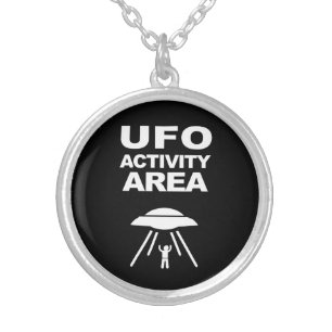 UFO activity area, geeky design Silver Plated Necklace