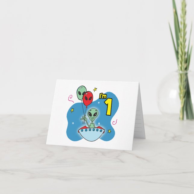 UFO Alien 1st Birthday Fill-in Invitation (Front)