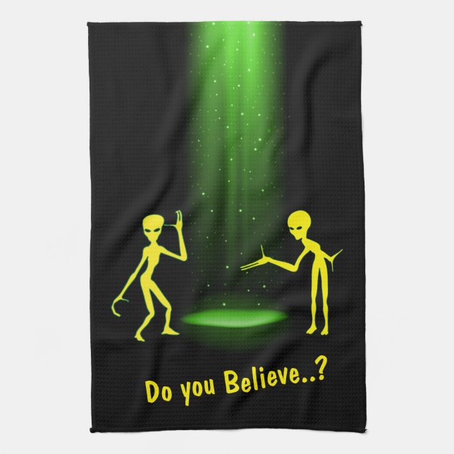 UFO Alien Abduction 👽 Do You Believe?   Kitchen Towel (Vertical)