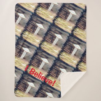 UFO Alien Abduction - Fear Believe - Watercolour Sherpa Blanket
