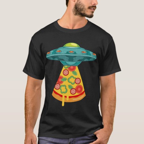 UFO Alien Abduction Pizza Fast Food Lover Sci Fi A T_Shirt