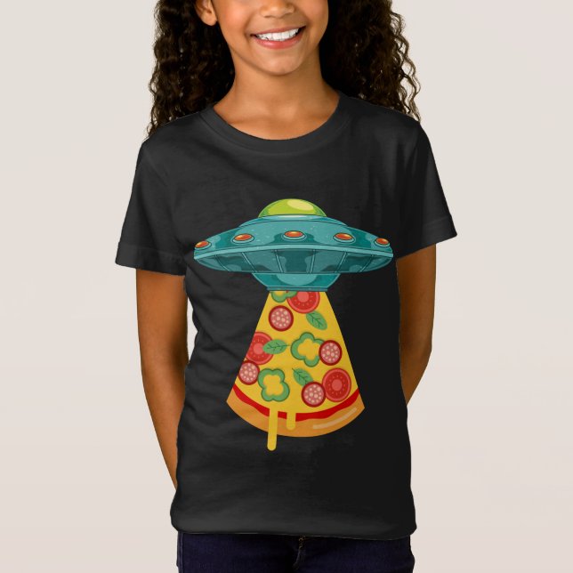 UFO Alien Abduction Pizza Fast Food Lover Sci Fi A T-Shirt (Front)