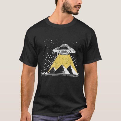 UFO Alien Abduction Pyramids Ancient Egypt Camels  T_Shirt