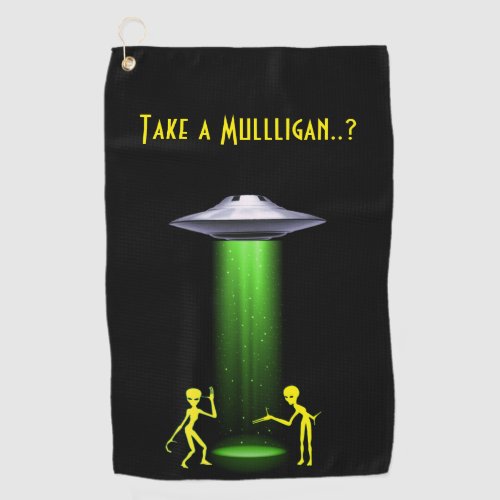 UFO Alien Abduction Truth Mulligan Golf Towel