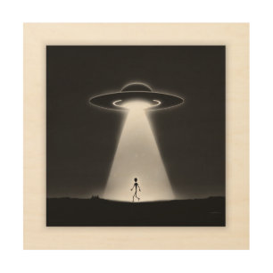 UFO Alien Abduction  Wood Wall Art