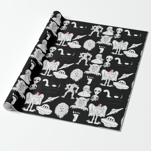 UFO Alien Bigfoot Cryptid Birthday  Wrapping Paper