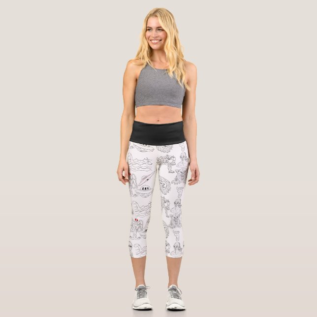 UFO, Alien, Bigfoot Cryptid  Capri Leggings (Front)