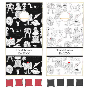 UFO, Alien, Bigfoot Cryptid   Cornhole Set