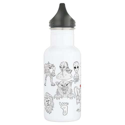 UFO Alien Bigfoot Mothman Dogman Cryptids   Stainless Steel Water Bottle