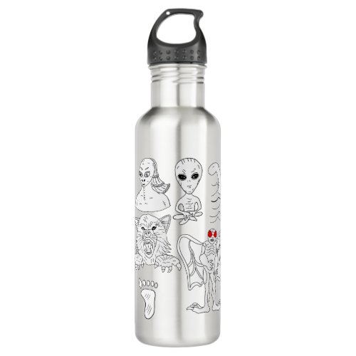 UFO Alien Bigfoot Mothman Dogman Cryptids Stainless Steel Water Bottle