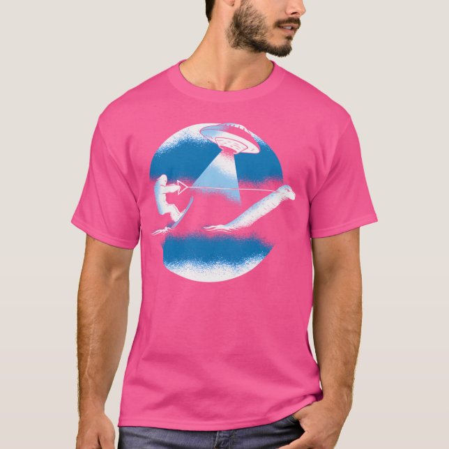 Ufo Alien Bigfoot Nessie Water Skiing I Ufo Day T-Shirt (Front)