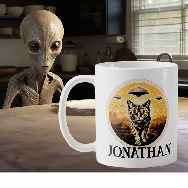 UFO Alien Cat  Personalized  Coffee Mug (Creator Uploaded)