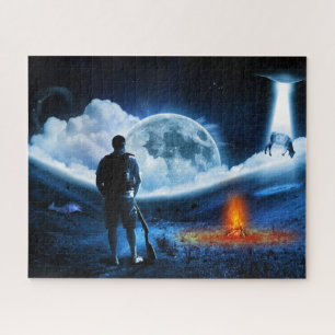 UFO Alien Cattle Abduction Space Ship Jigsaw Puzzle
