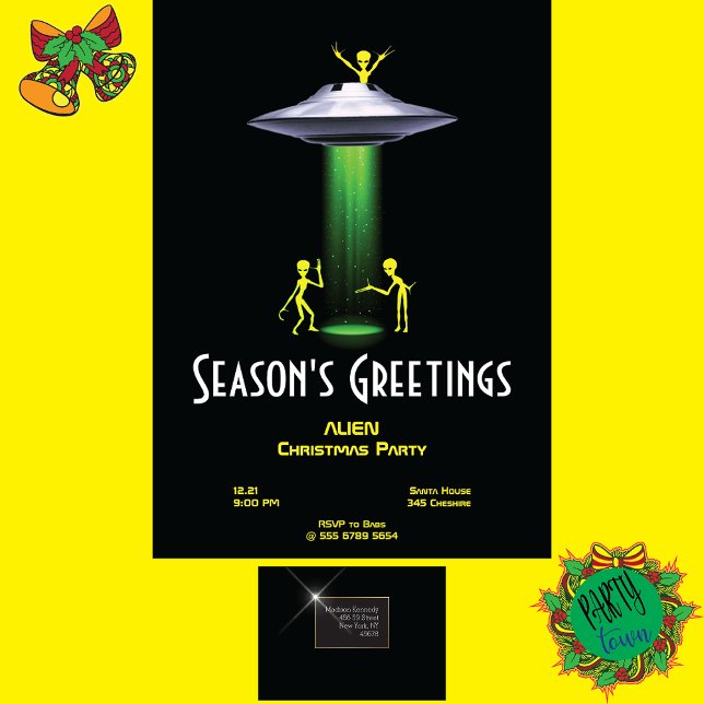UFO Alien Christmas Party 👽 Funny Outer Space  Invitation (Creator Uploaded)