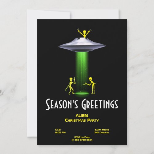 UFO Alien Christmas Party Invitation